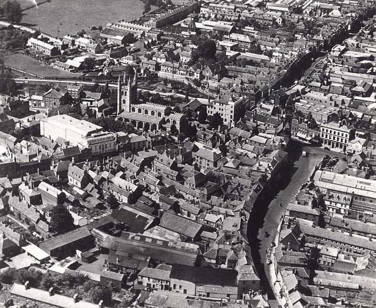 Aerial view before the Kennet Centre, 1970s