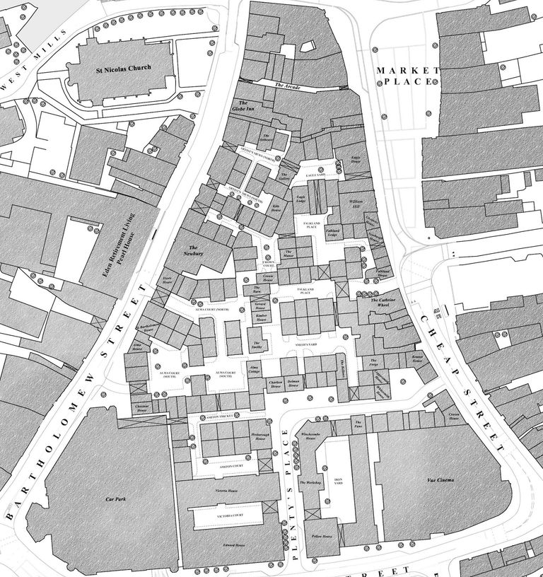 Proposed figure-ground plan – reflecting the close-knit character, especially in the northern part of the site